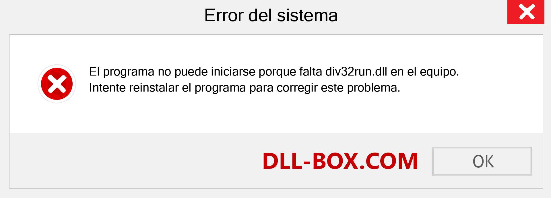 ¿Falta el archivo div32run.dll ?. Descargar para Windows 7, 8, 10 - Corregir div32run dll Missing Error en Windows, fotos, imágenes